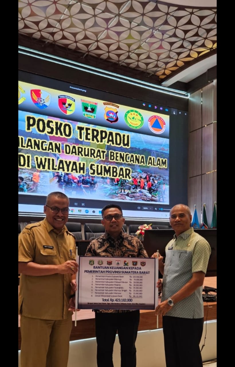 Gubernur Sulbar Utus Pejabat OPD Serahkan Bantuan Bencana ke Sumbar, Aceh, dan Medan