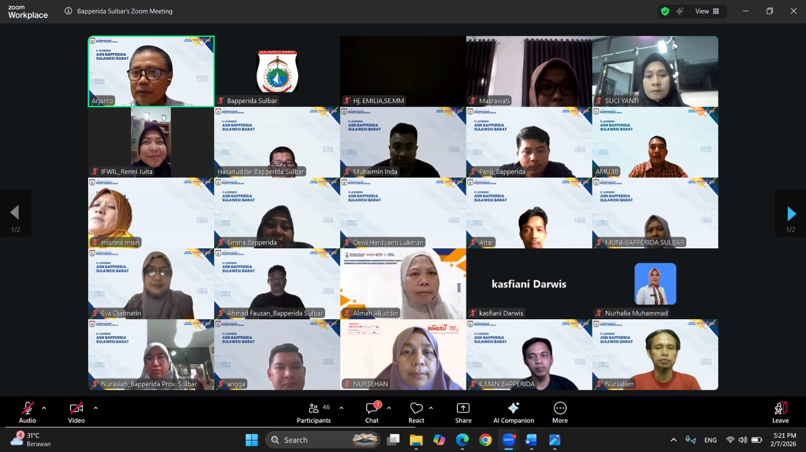 E-Learning Bapperida Sulbar Bahas Pasar Karbon, Buka Peluang Pendanaan Alternatif Daerah
