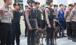 Tim Gabungan Polresta Mamuju dan Polda Sulbar Kerahkan Dua Anjing Pelacak Buru Pelaku Pemukulan Polisi di Demo BWS