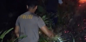 Bahu Membahu Lawan Api, Personel Polsek Mamuju dan Damkar Berjibaku Padamkan Kebakaran Hutan di Sumare