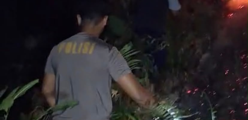 Bahu Membahu Lawan Api, Personel Polsek Mamuju dan Damkar Berjibaku Padamkan Kebakaran Hutan di Sumare
