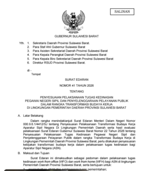 ASN Sulbar WFH Setiap Jumat, Ini Pejabat dan Layanan yang Tetap WFO