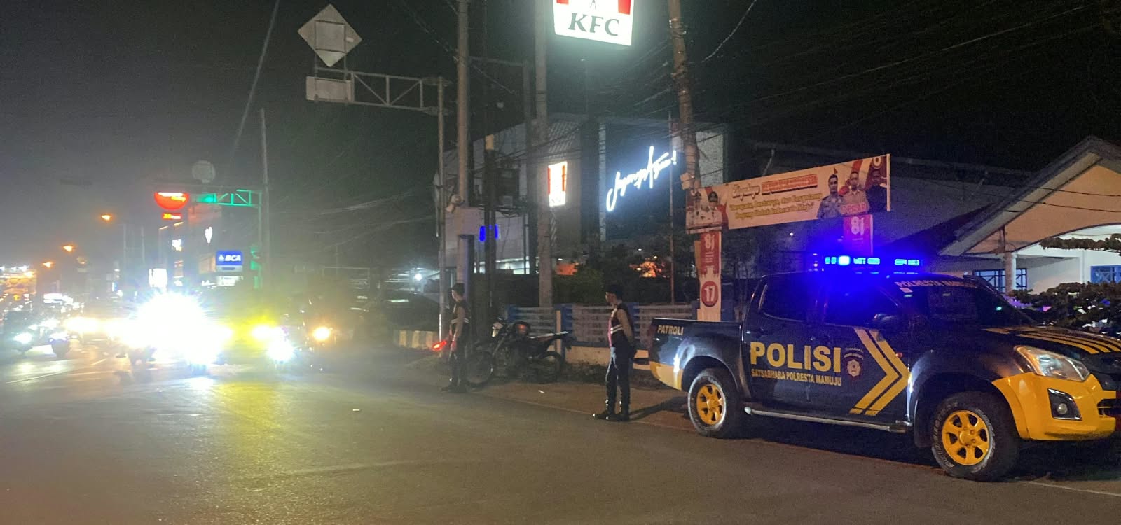 Wujud Nyata Polisi Bersama Masyarakat, Polresta Mamuju Terus Gencarkan Pengaturan Lalu Lintas Malam Hari 
